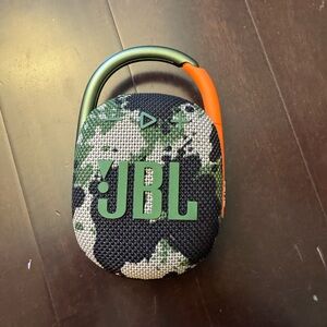 JBL Camo Clip Speaker with Green and Orange Accents